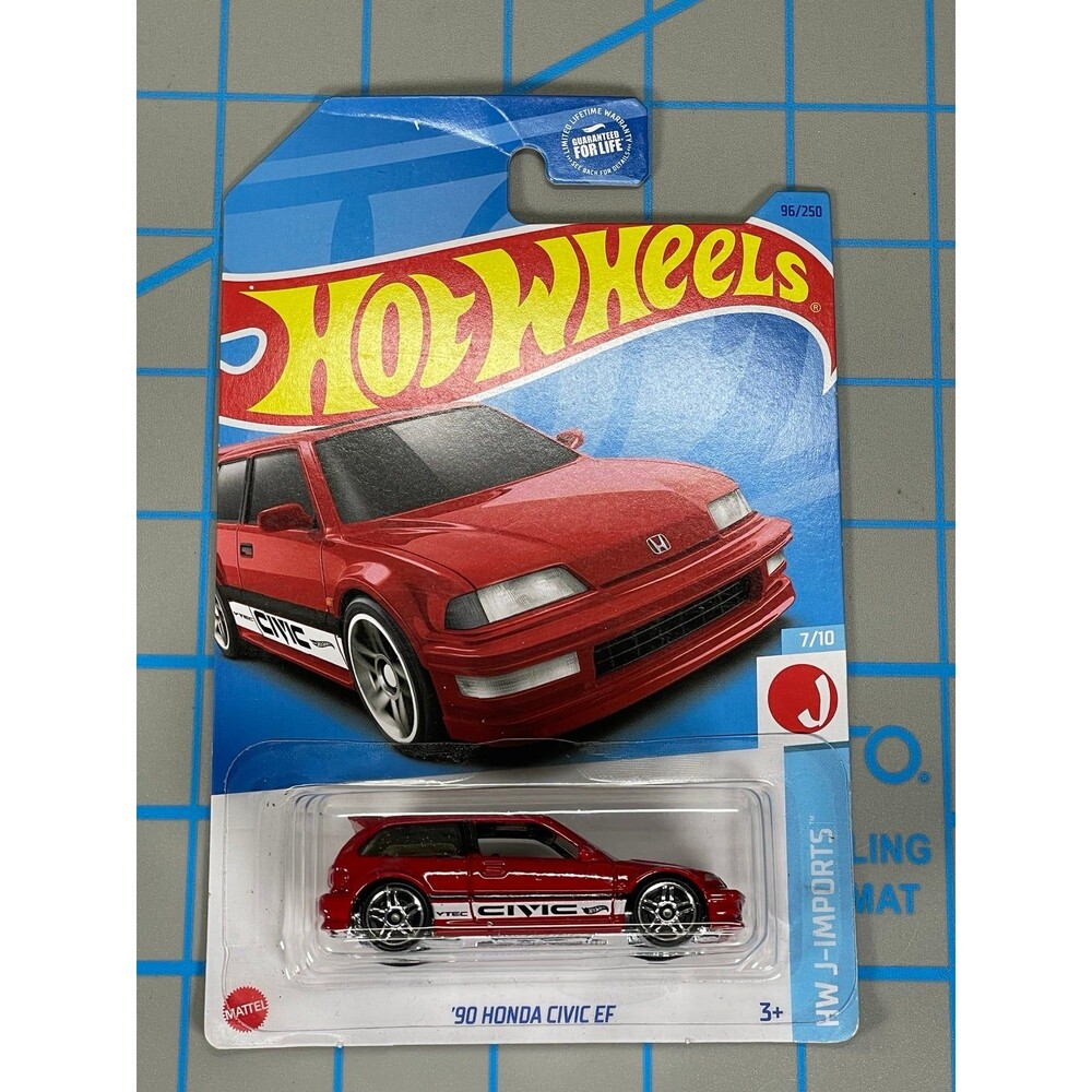 Hot Wheels 1990 '90 Honda Civic EF Diecast Car HW J-Imports Red Hatchback Mattel